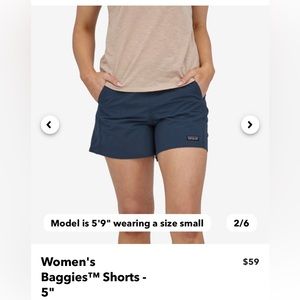 Women's XS Navy Blue Patagonia Baggies Shorts 5" inseam, Used-Excellent